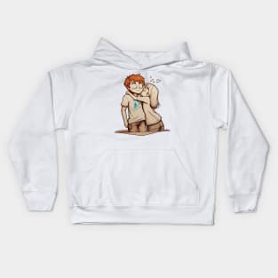 Romantic couple lovingly embrace ink Anime two Kids Hoodie